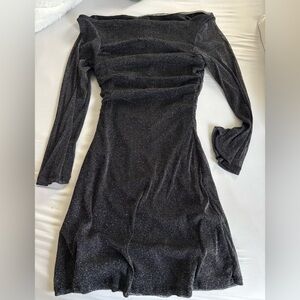 SHEIN Glittery Charcoal Long Sleeve Dress